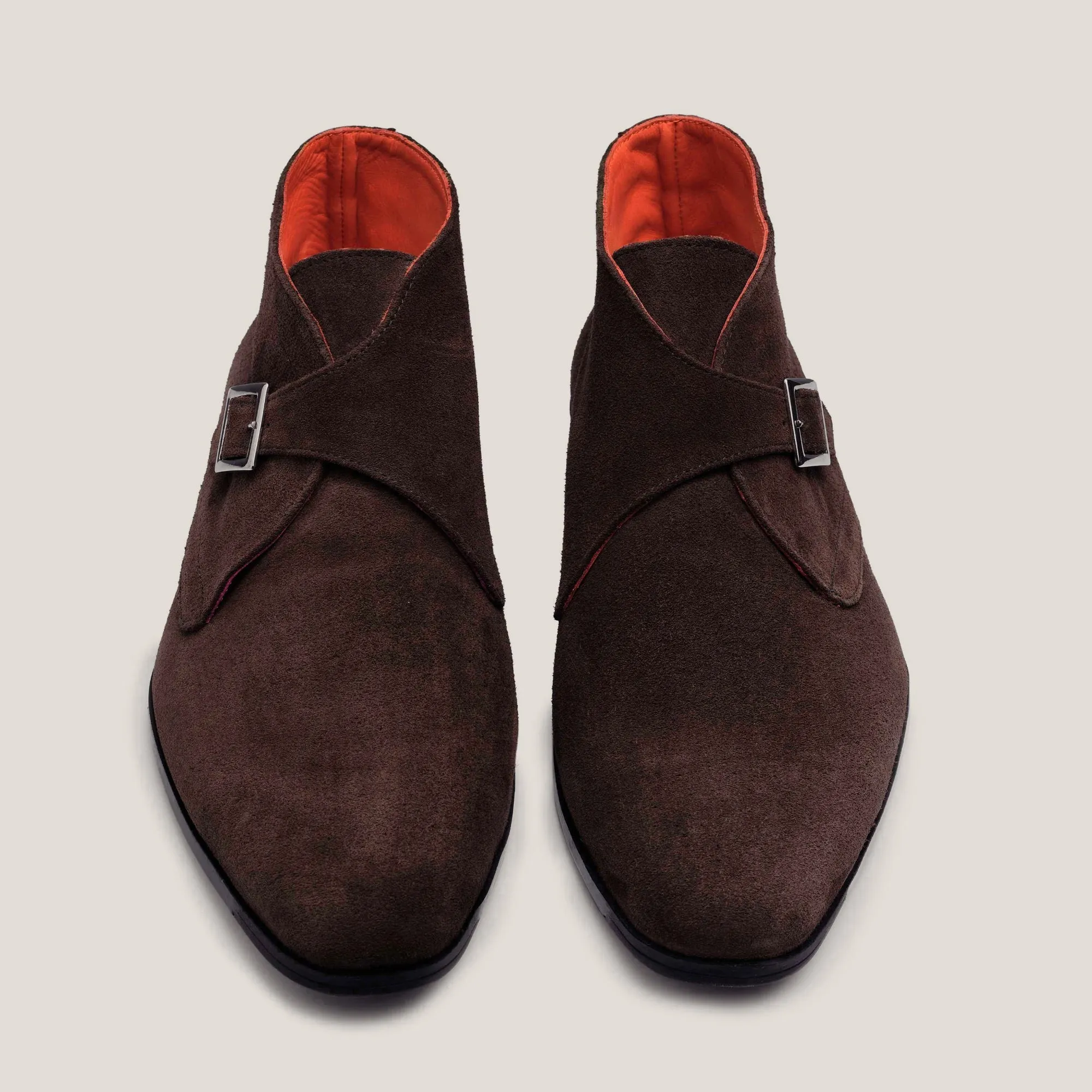 Stockholm Dark Brown Suede Monk Strap Boots