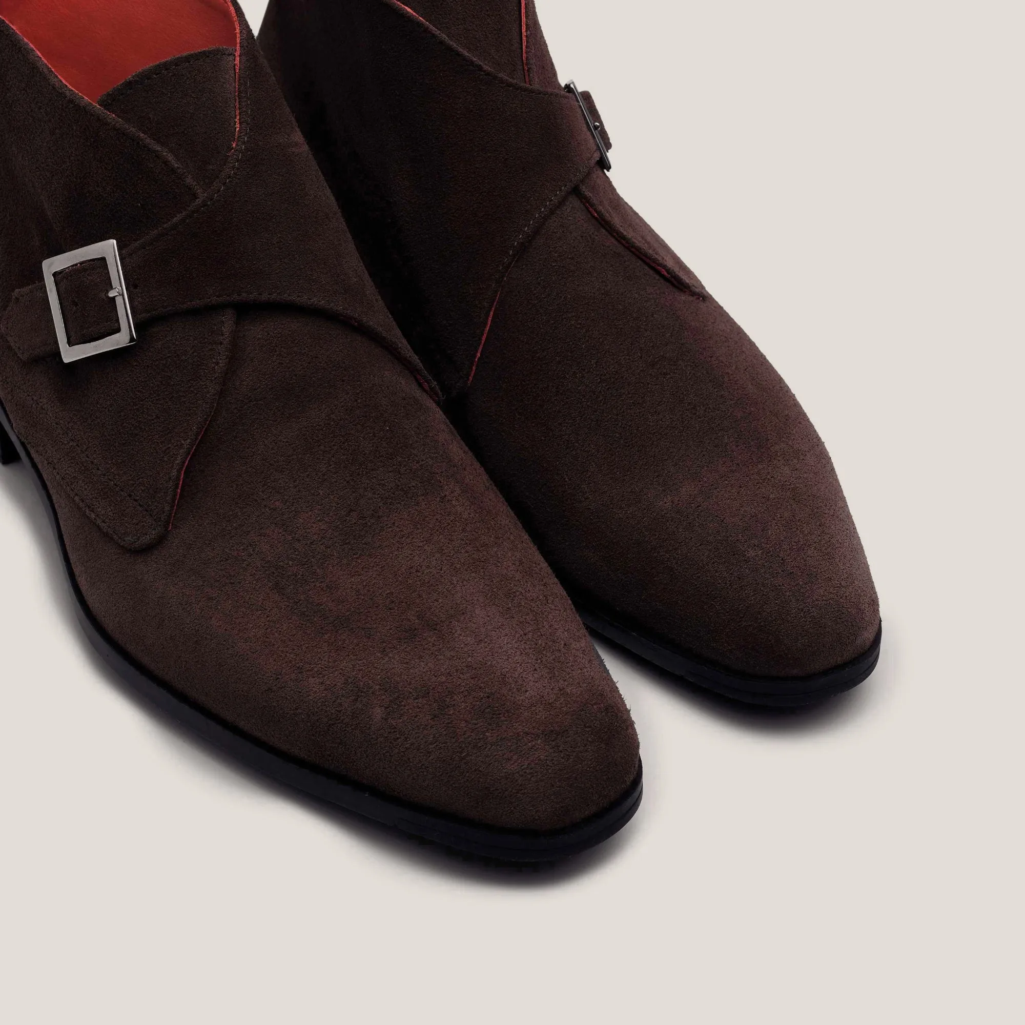 Stockholm Dark Brown Suede Monk Strap Boots