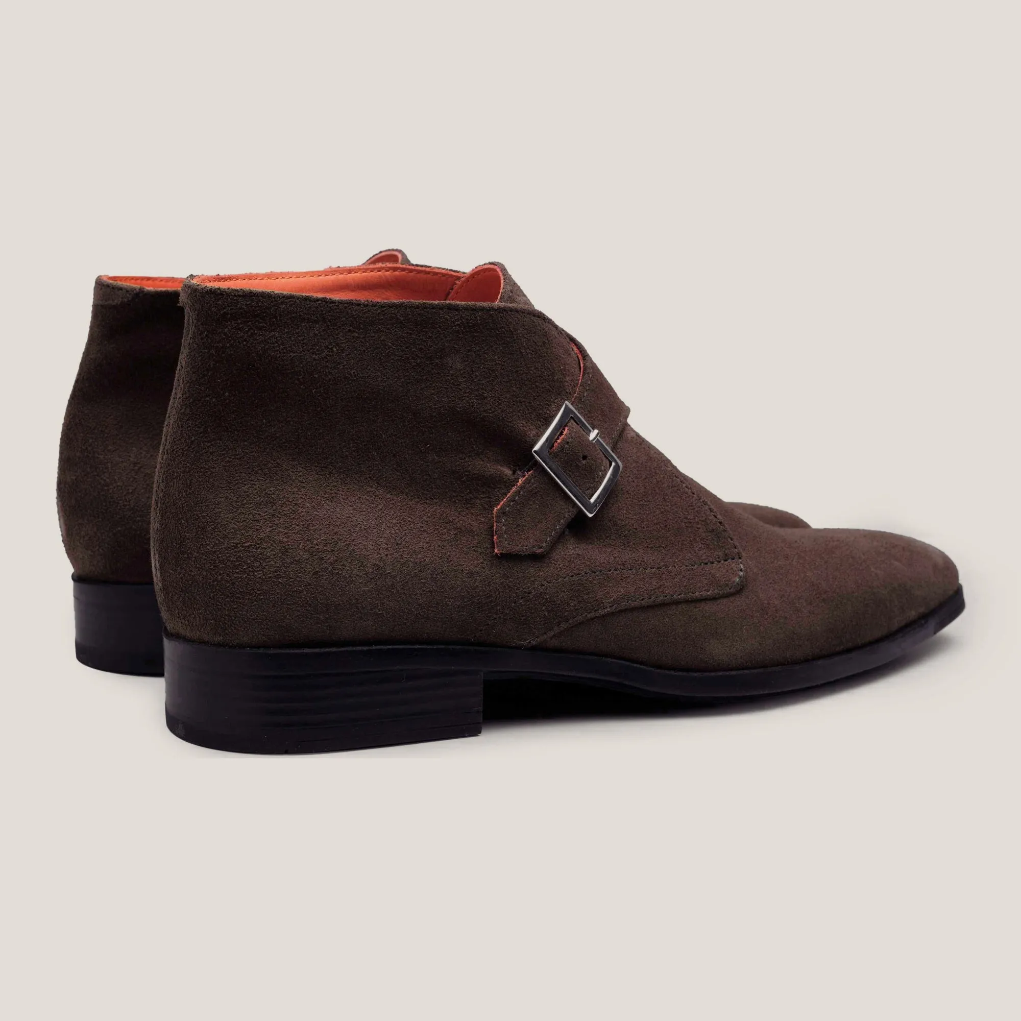 Stockholm Dark Brown Suede Monk Strap Boots