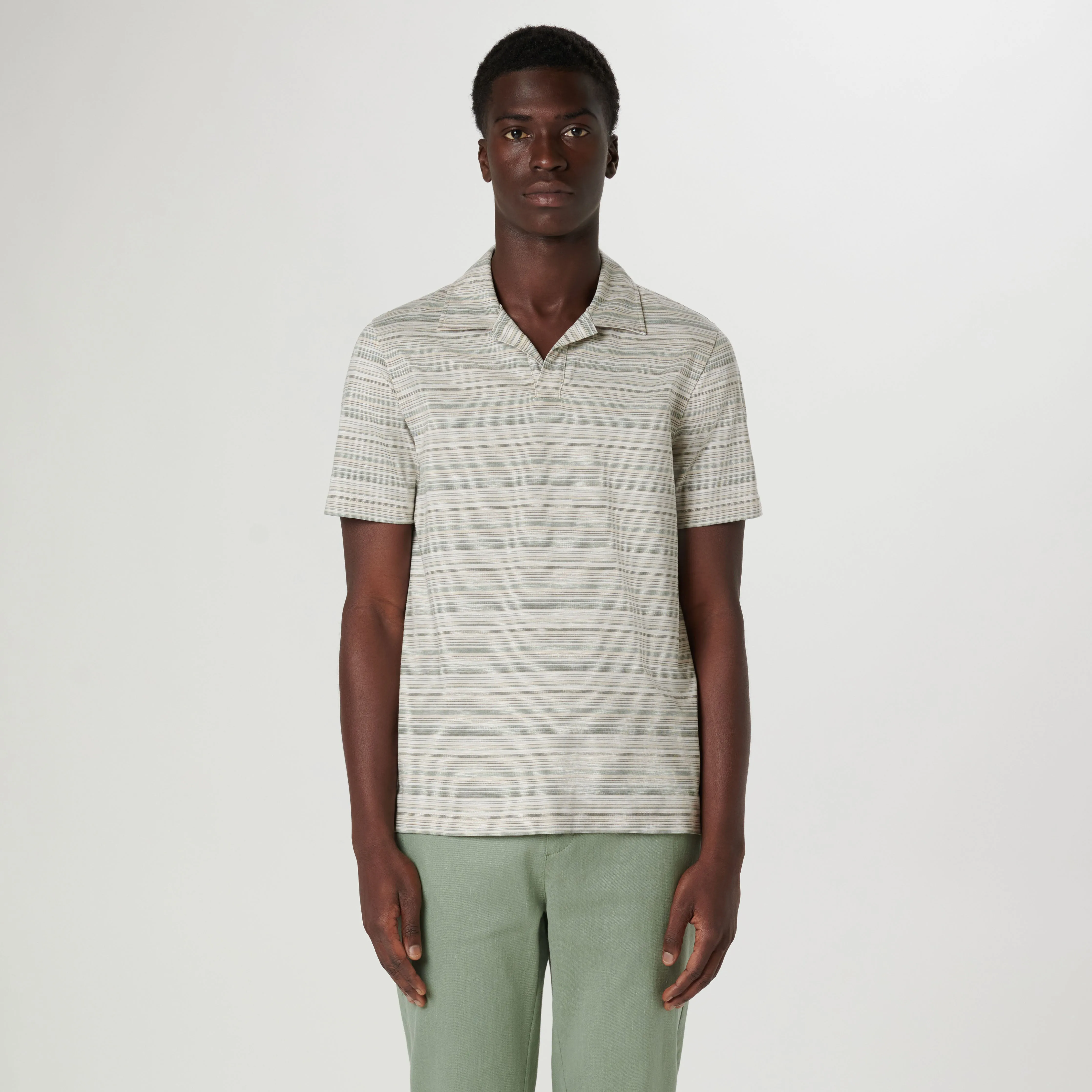 Striped Johnny Collar Polo