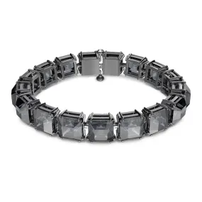 SWAROVSKI Millenia bracelet Square cut, Gray, Black Ruthenium plated 