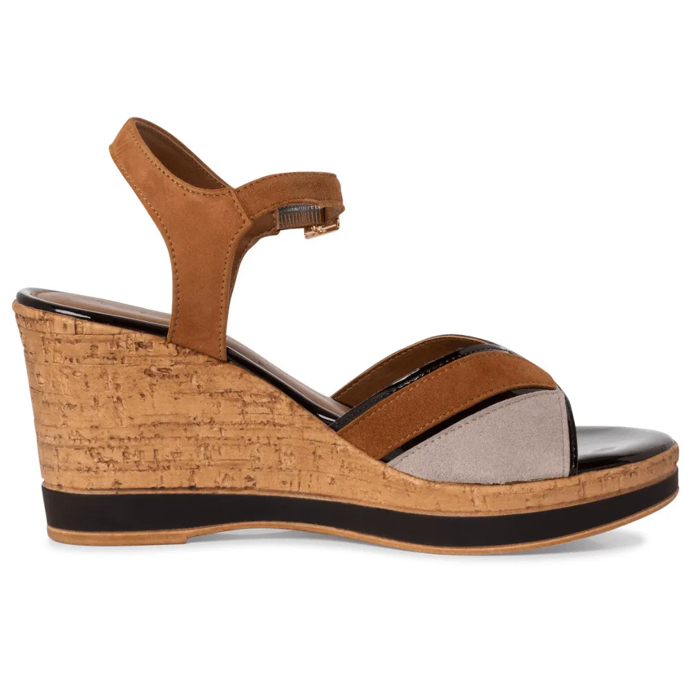 Tamaris 28027 Brown Multi Cork Wedge Sandals