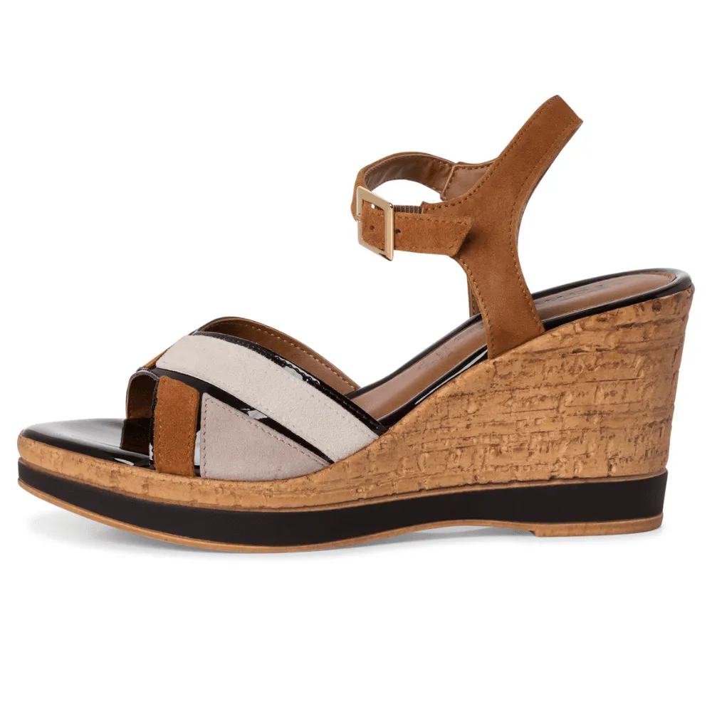 Tamaris 28027 Brown Multi Cork Wedge Sandals