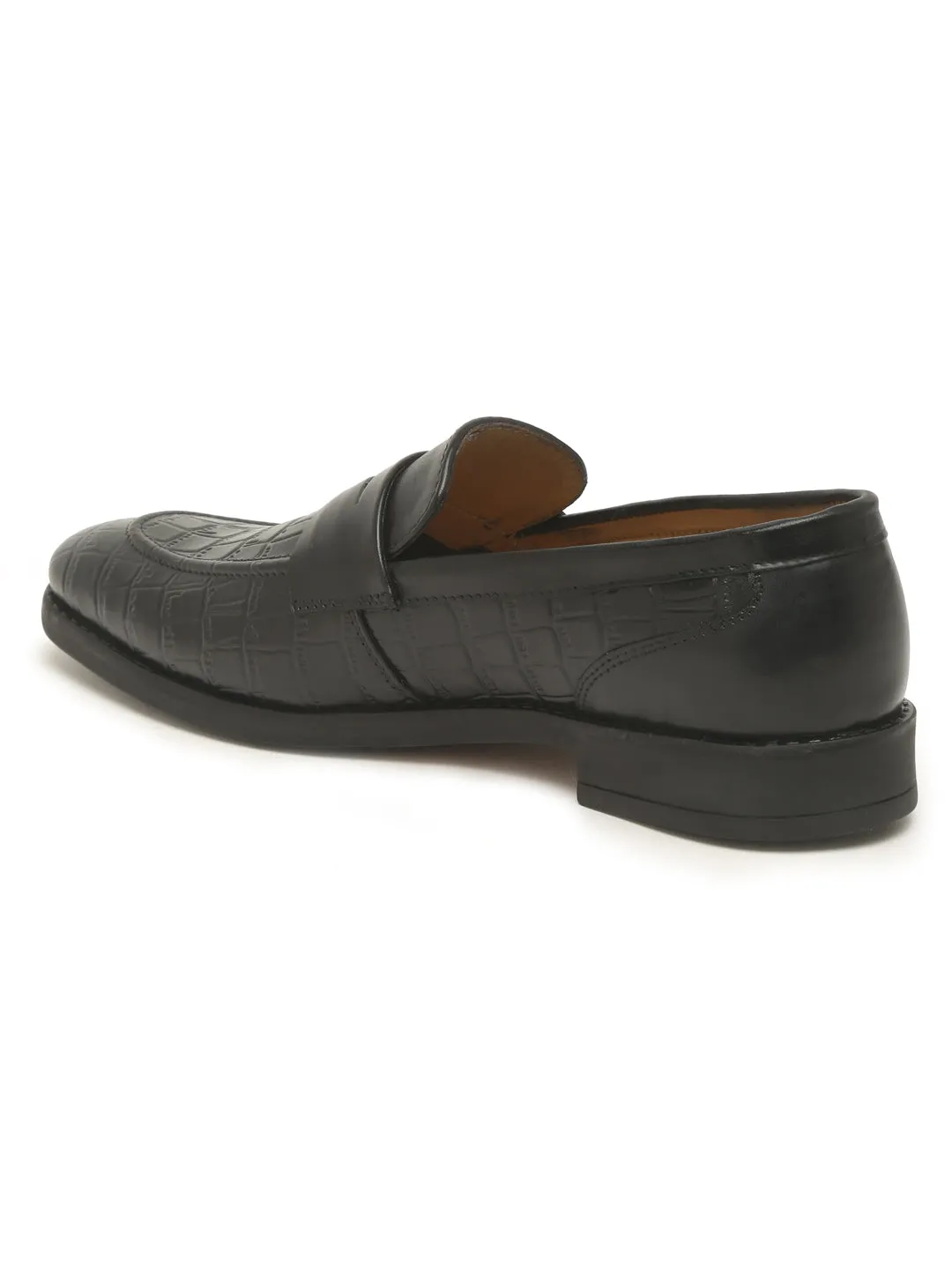 Teakwood Genuine Leather Regular Fit Loafers in Black