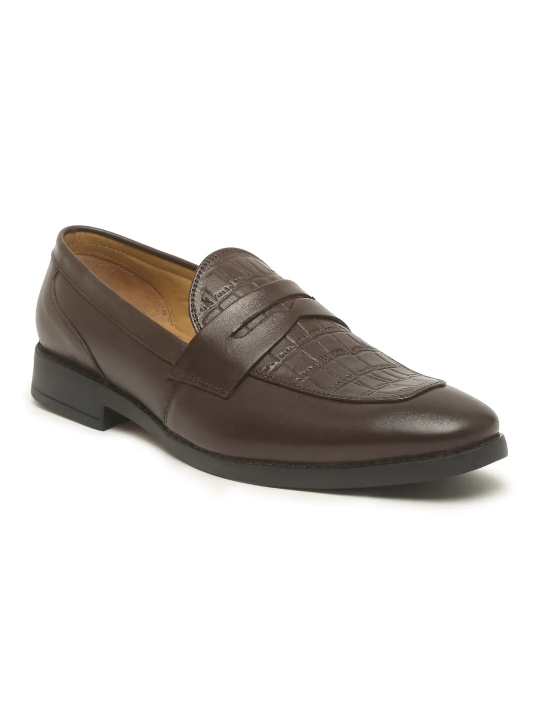 Teakwood Genuine Leather Regular Fit Loafers in Brown