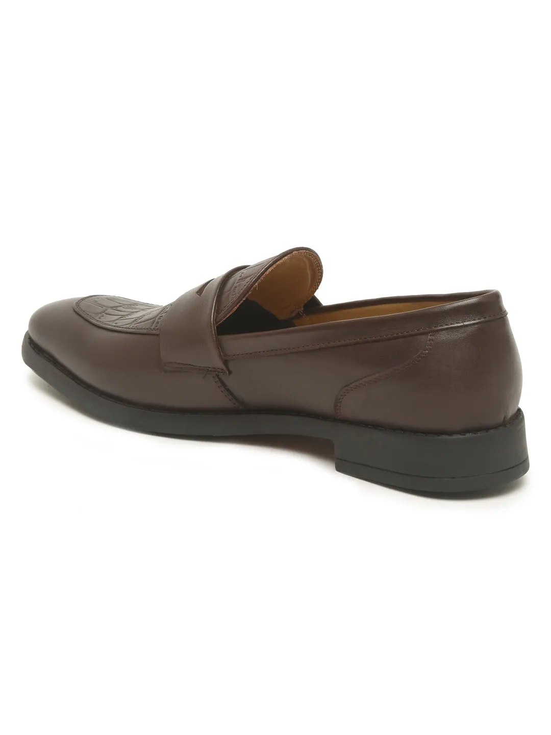 Teakwood Genuine Leather Regular Fit Loafers in Brown