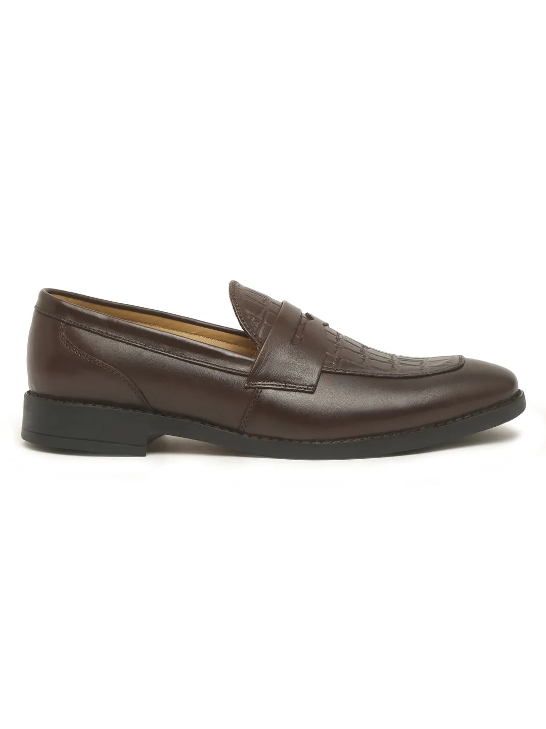 Teakwood Genuine Leather Regular Fit Loafers in Brown