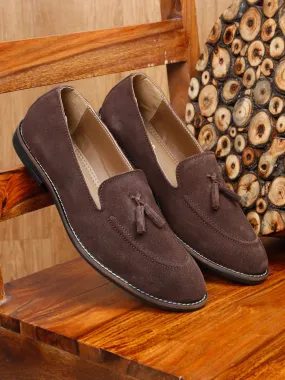 Teakwood Leather Men Solid Brown Round-Toe Tasseled Loafers - Clearance sale