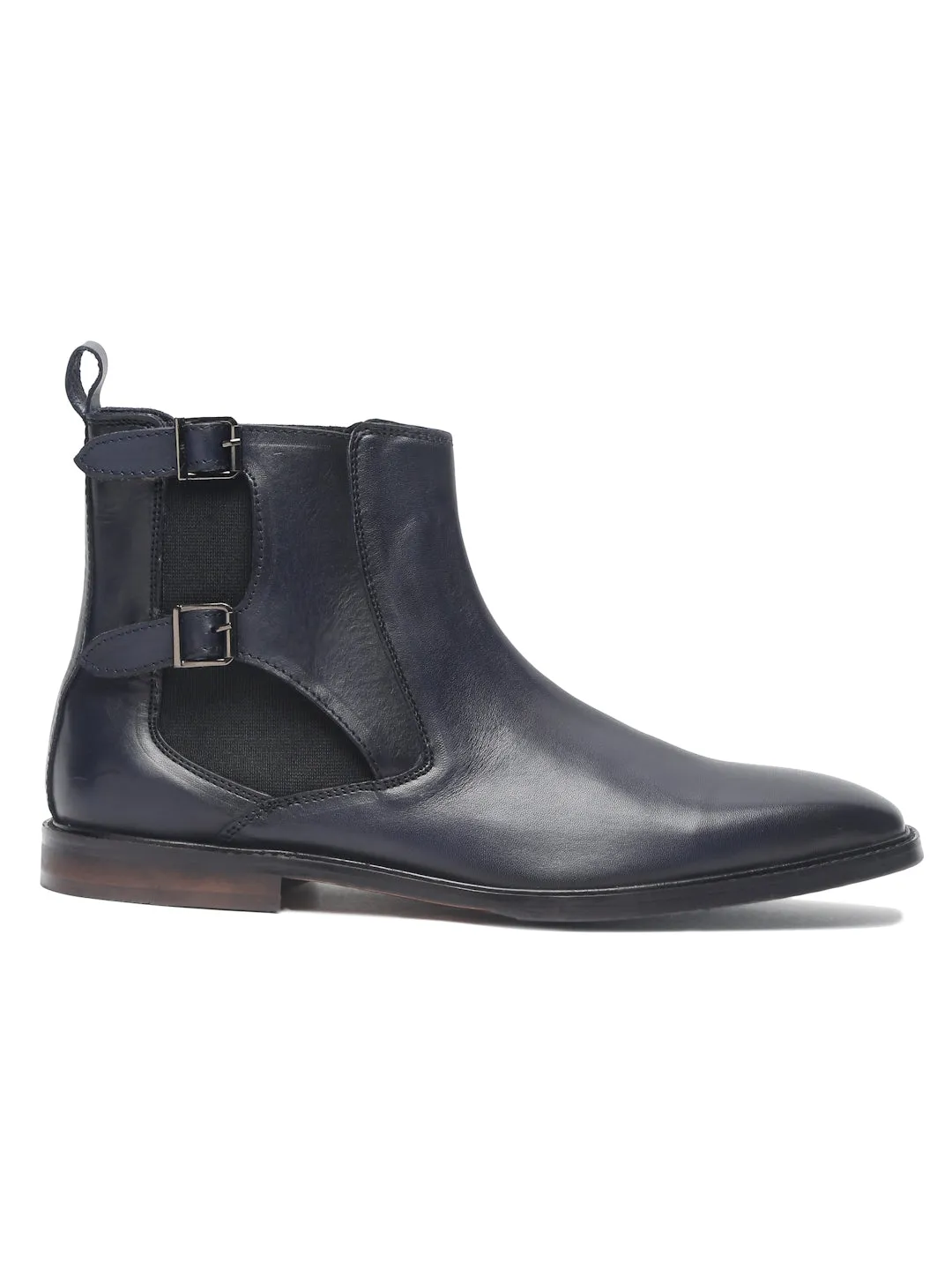 Teakwood Leather Men Solid Navy Monk Boots