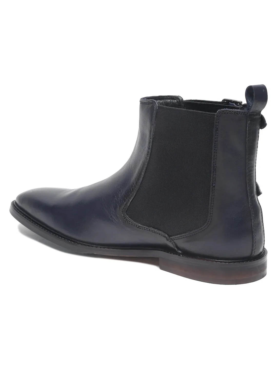 Teakwood Leather Men Solid Navy Monk Boots