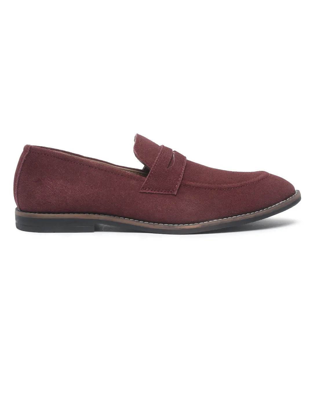 Teakwood Leather Men Solid Round-Toe Purple Loafers - Clearance sale