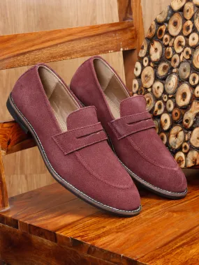 Teakwood Leather Men Solid Round-Toe Purple Loafers - Clearance sale