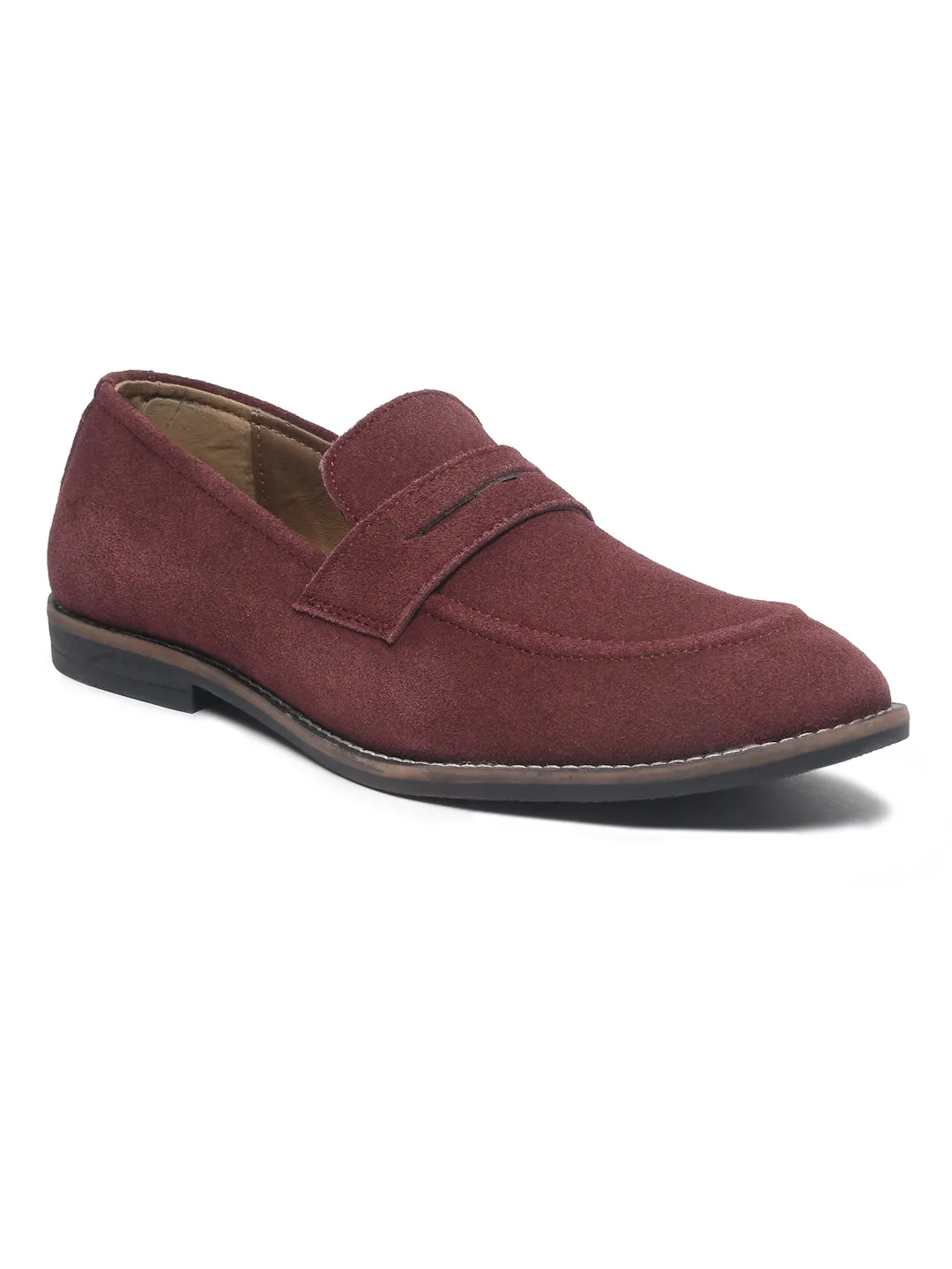 Teakwood Leather Men Solid Round-Toe Purple Loafers - Clearance sale