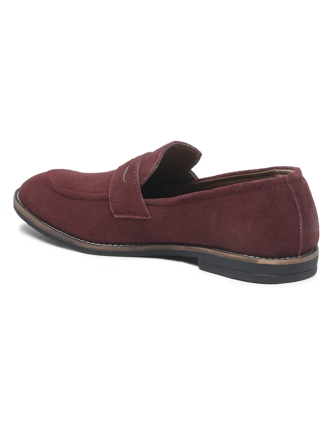 Teakwood Leather Men Solid Round-Toe Purple Loafers - Clearance sale