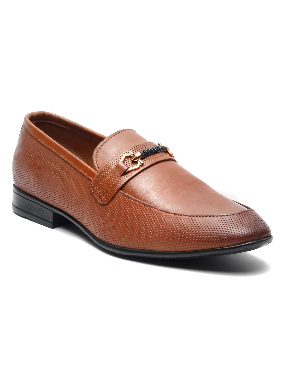 Teakwood Leather Men Textured Tan Formal Loafers