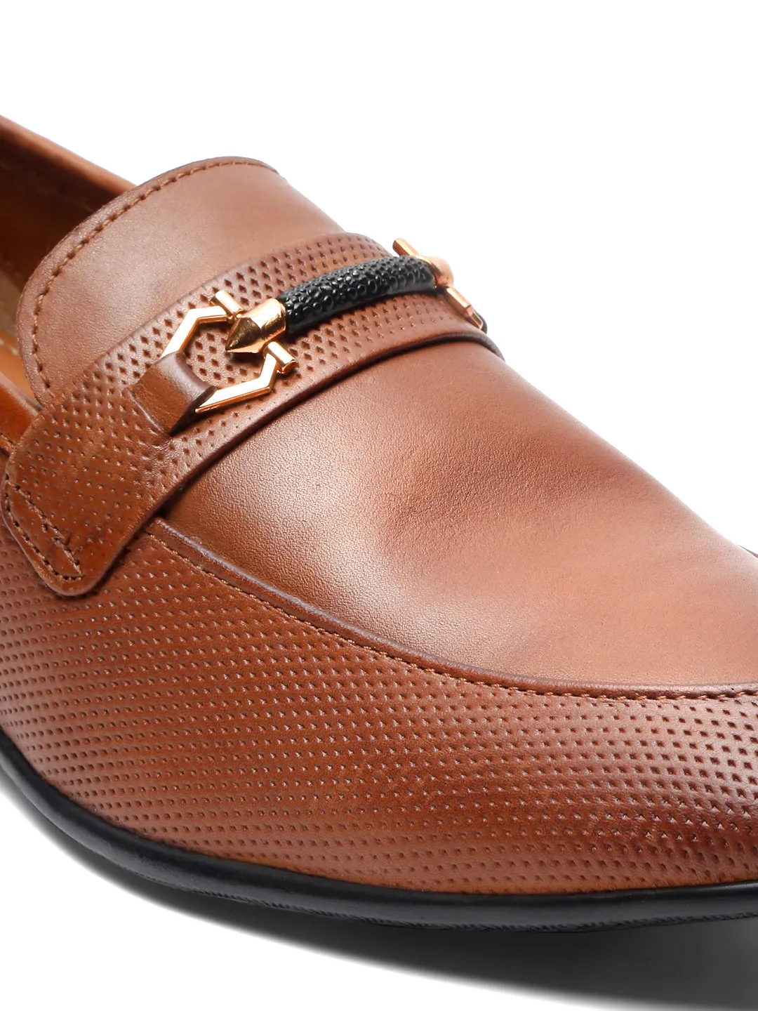 Teakwood Leather Men Textured Tan Formal Loafers