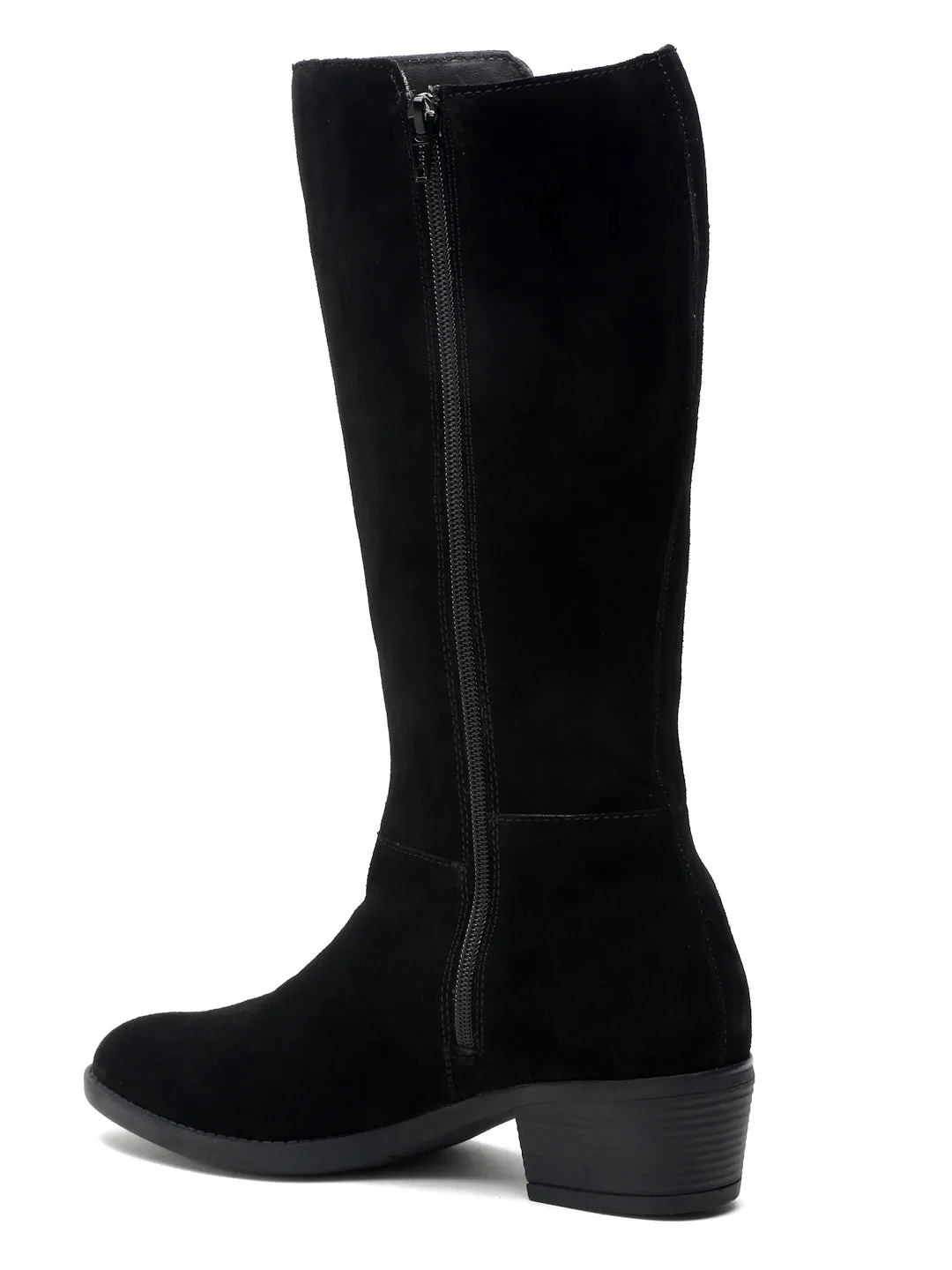 Teakwood Leather Women Black Suede Long Boots