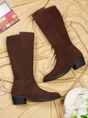 Teakwood Leather Women Brown Suede Long Boots