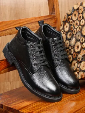 Teakwood Leathers Men Textured Black Ankle Boots