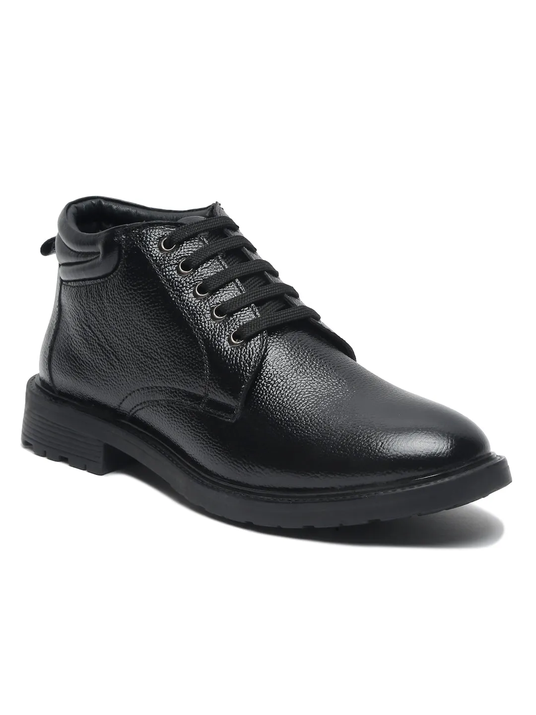 Teakwood Leathers Men Textured Black Ankle Boots