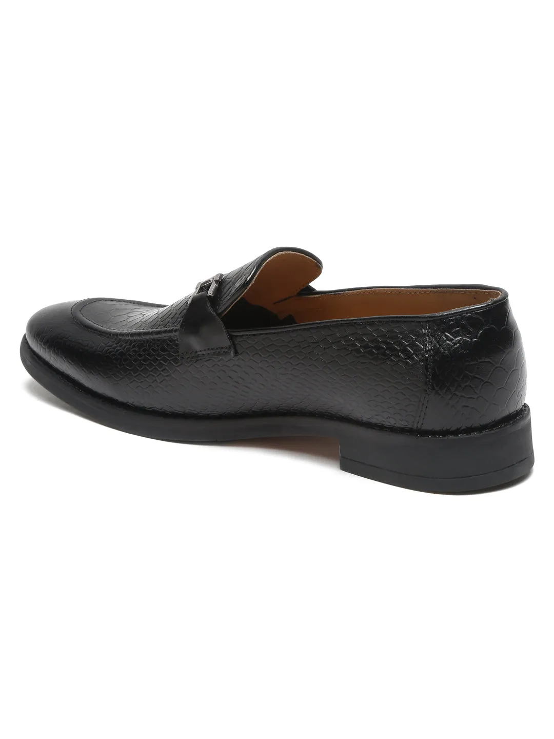 Teakwood Leathers Men Textured Black Square-toe Loafers