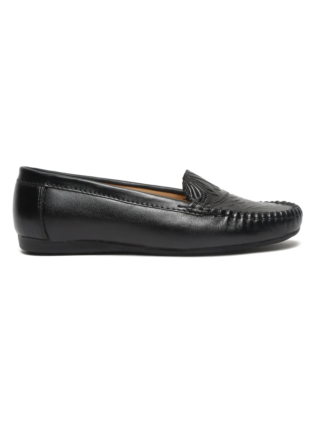 Teakwood Leathers Women Black Printed Slip-on Loafers