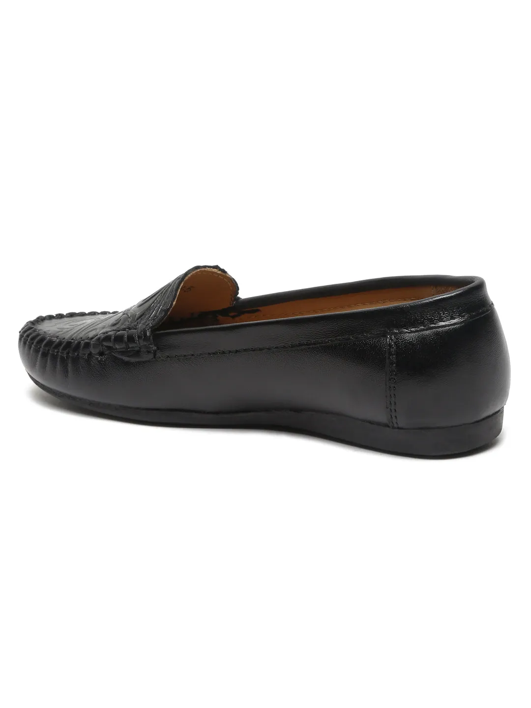 Teakwood Leathers Women Black Printed Slip-on Loafers