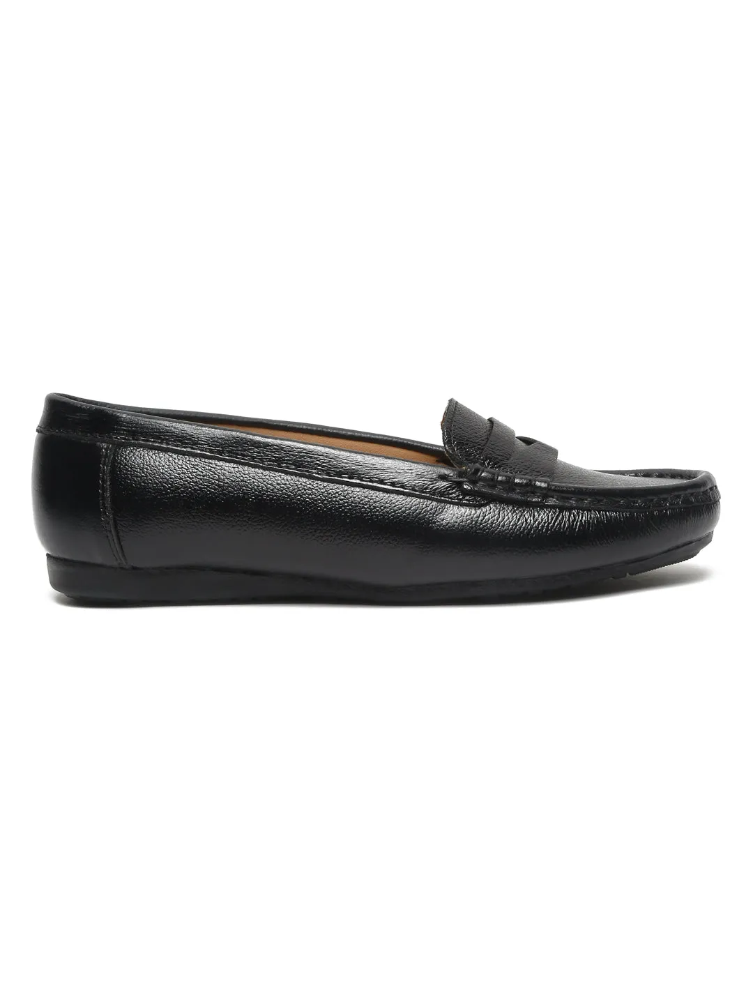 Teakwood Leathers Women Black Solid Slip-on Loafers