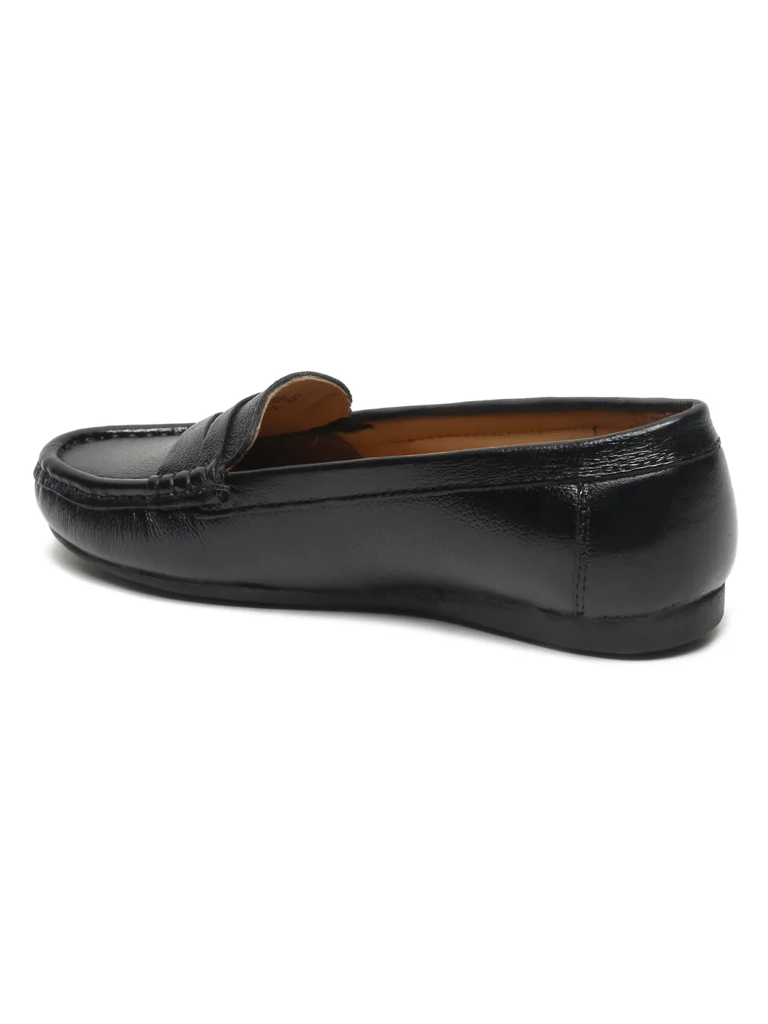 Teakwood Leathers Women Black Solid Slip-on Loafers