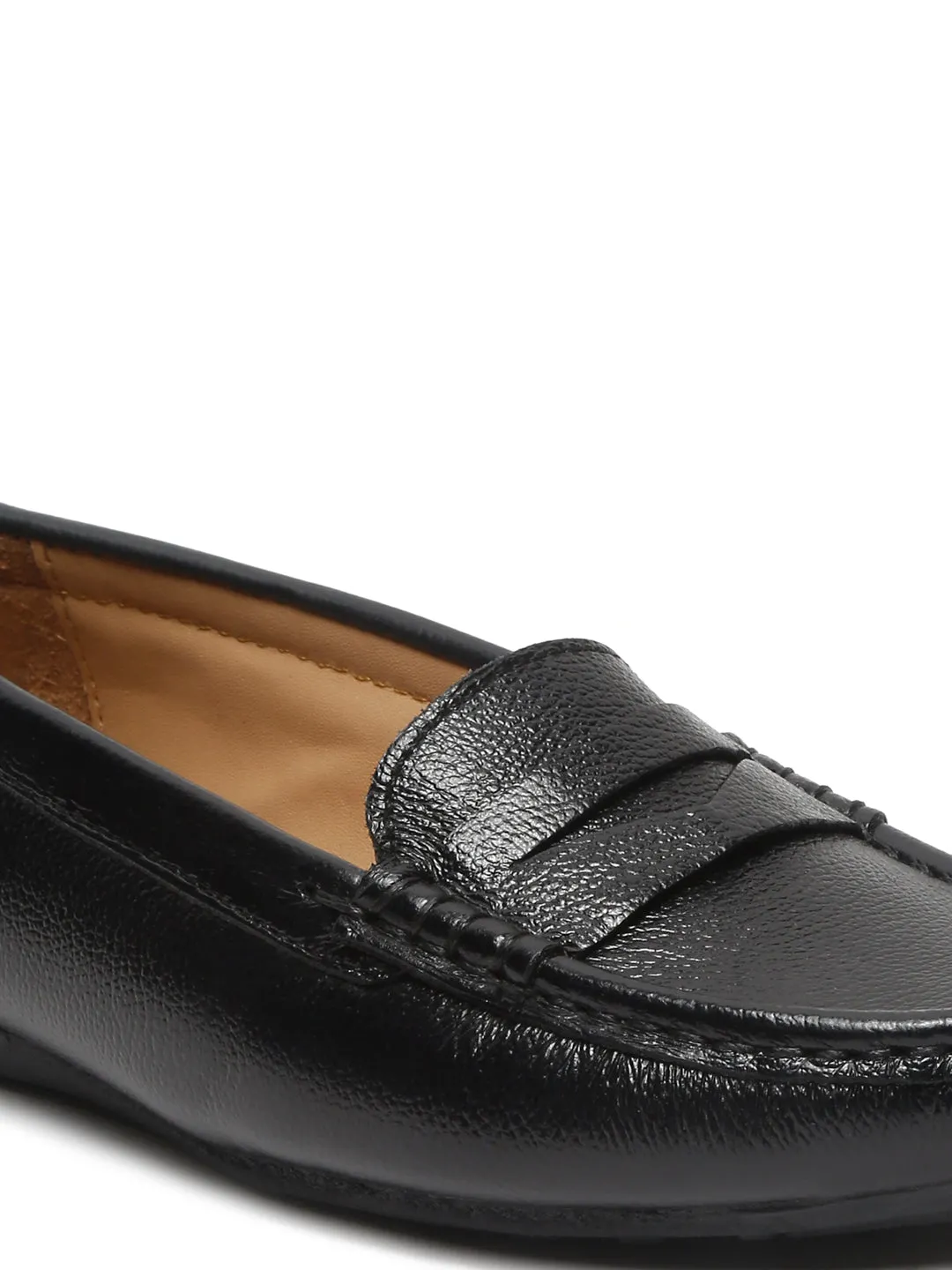 Teakwood Leathers Women Black Solid Slip-on Loafers