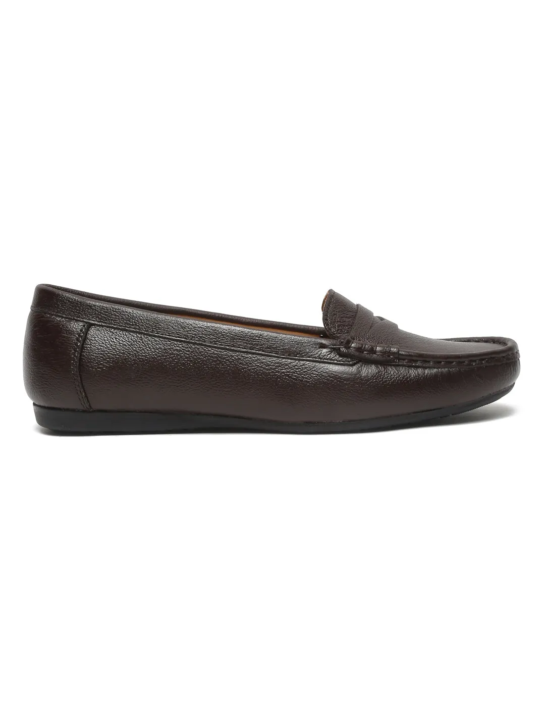 Teakwood Leathers Women Brown Solid Slip-on Loafers