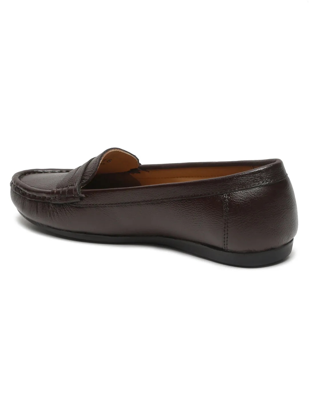 Teakwood Leathers Women Brown Solid Slip-on Loafers