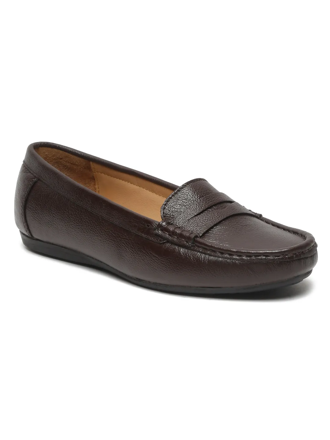 Teakwood Leathers Women Brown Solid Slip-on Loafers