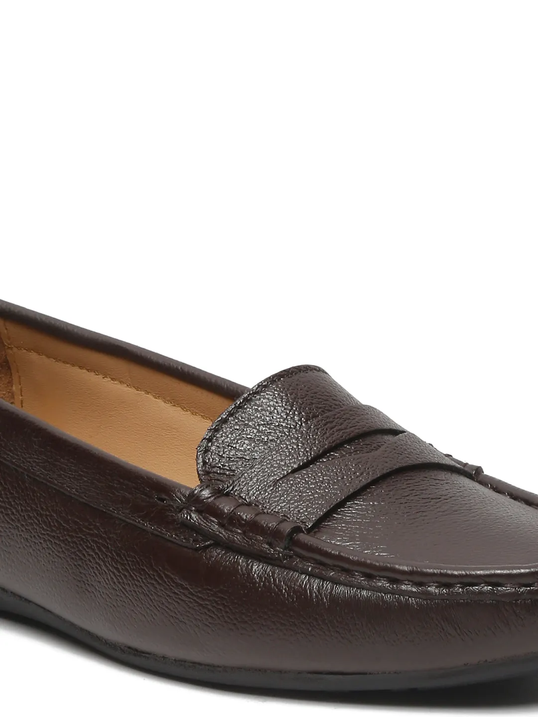 Teakwood Leathers Women Brown Solid Slip-on Loafers