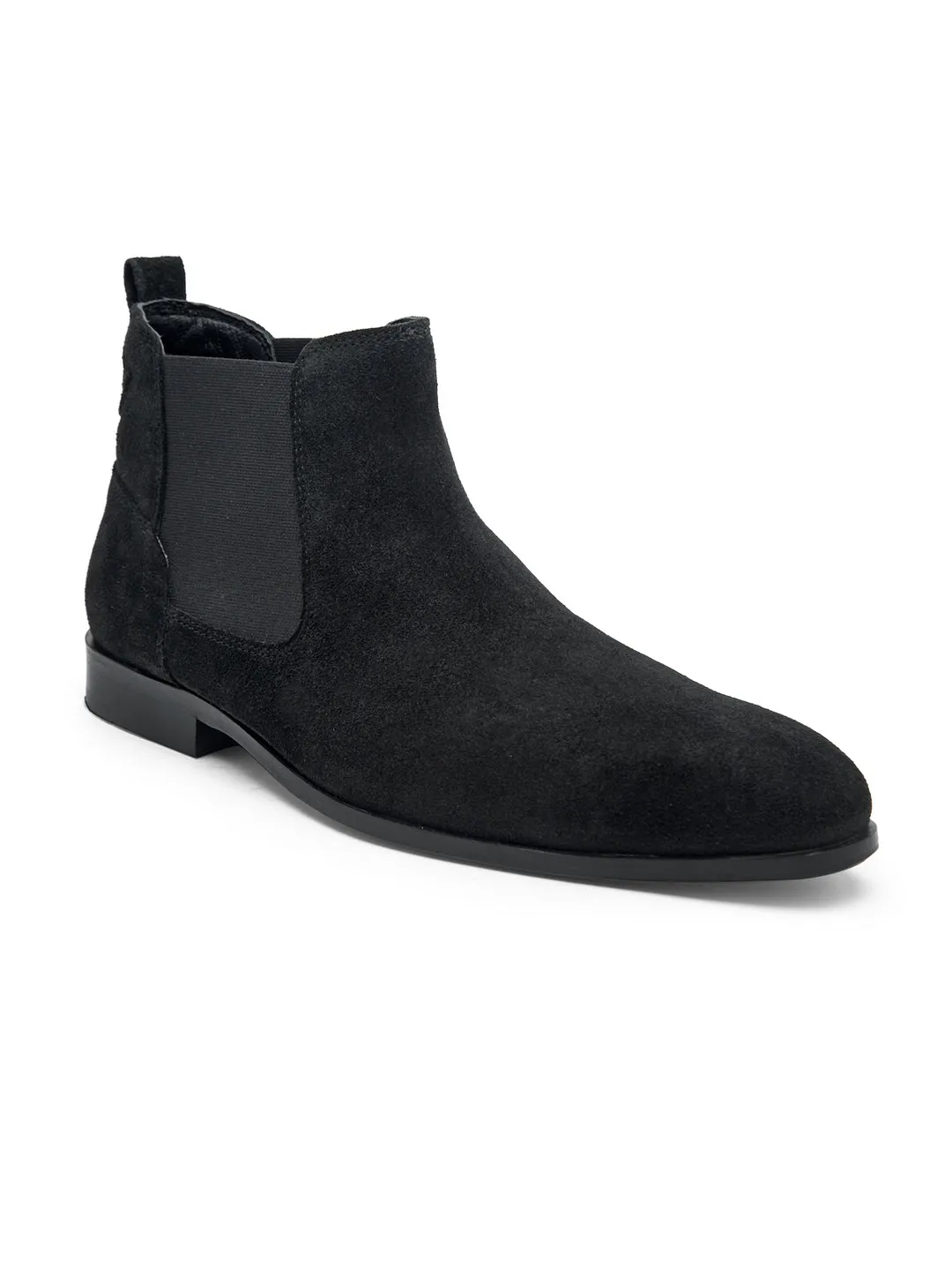 Teakwood Men Black Suede Leather Chelsea Boots