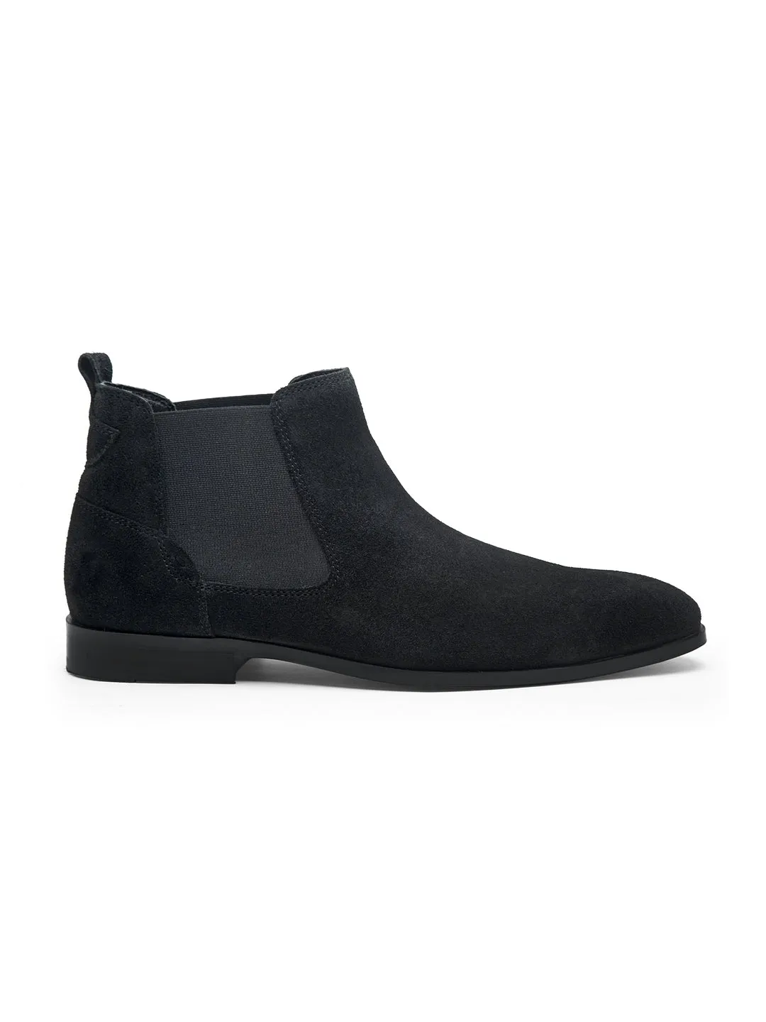 Teakwood Men Black Suede Leather Chelsea Boots