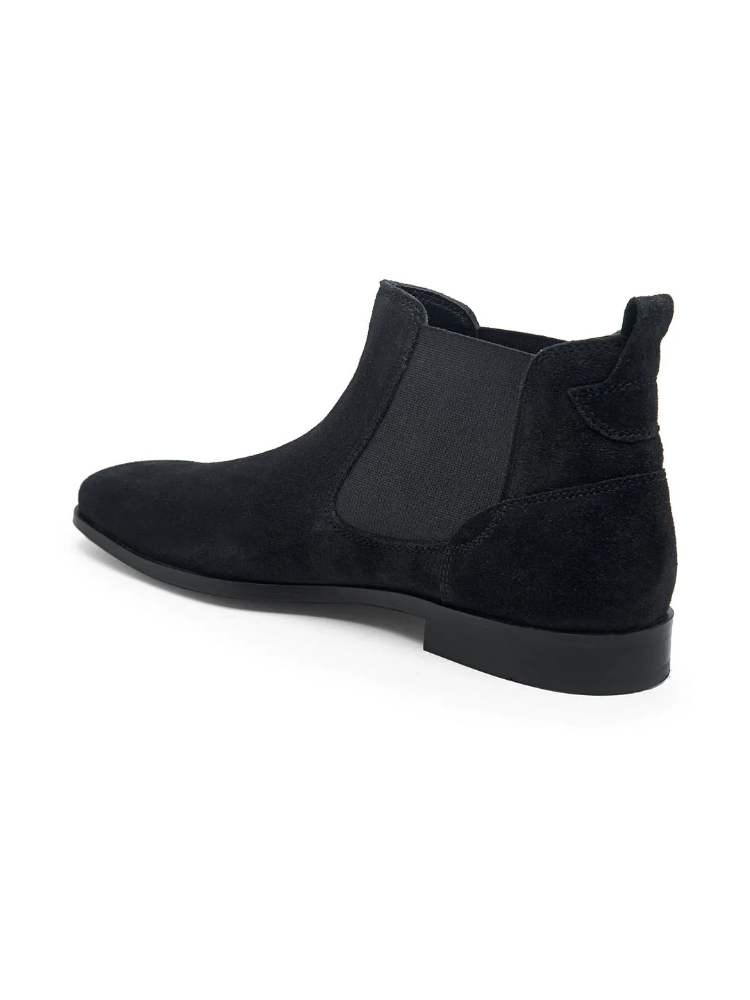 Teakwood Men Black Suede Leather Chelsea Boots