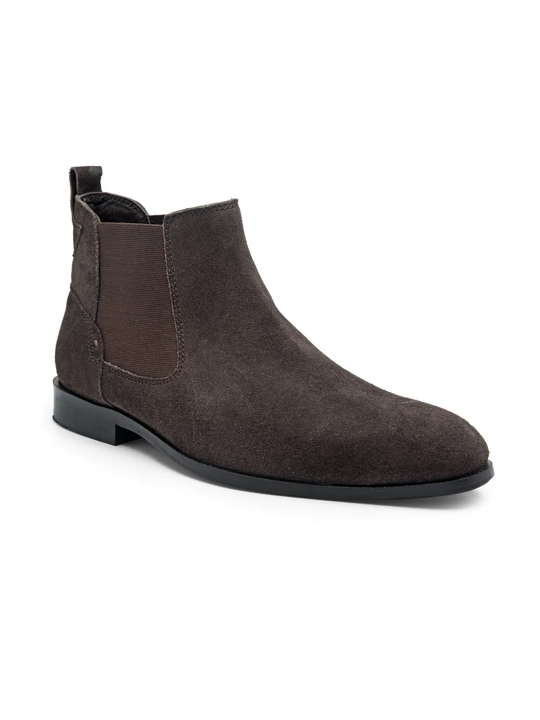 Teakwood Men Black Suede Leather Chelsea Boots