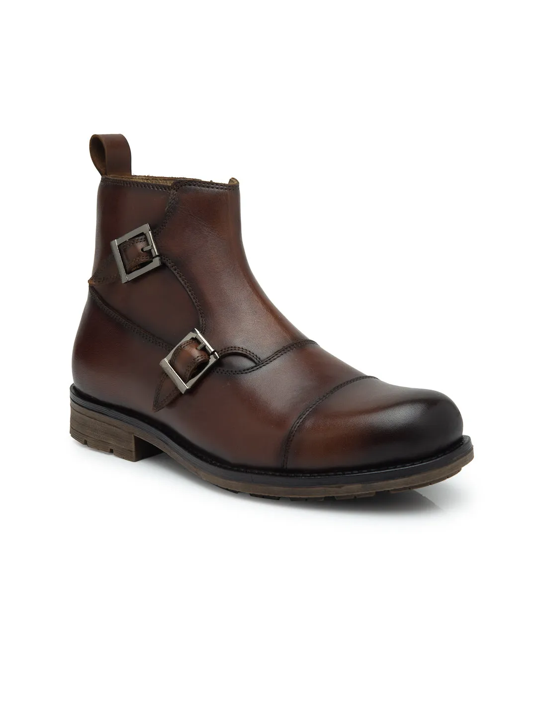 Teakwood Men Genuine Leather Mid top Boots(WOOD)