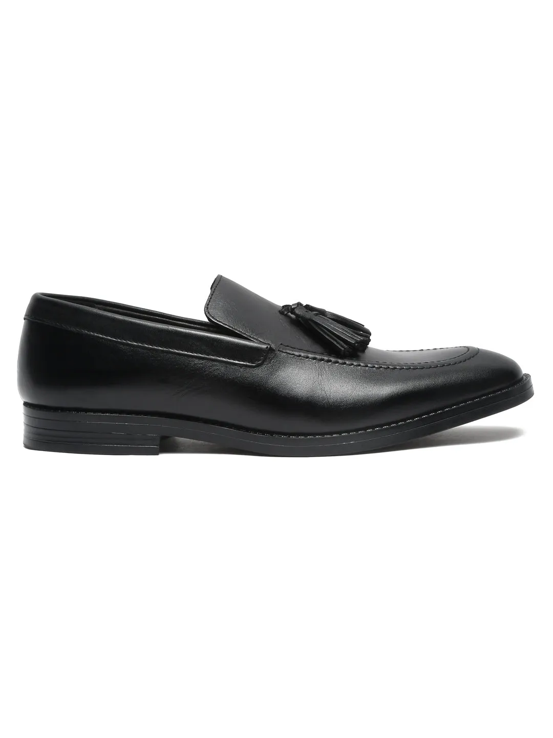 Teakwood Men Leather Black Tassel Loafers