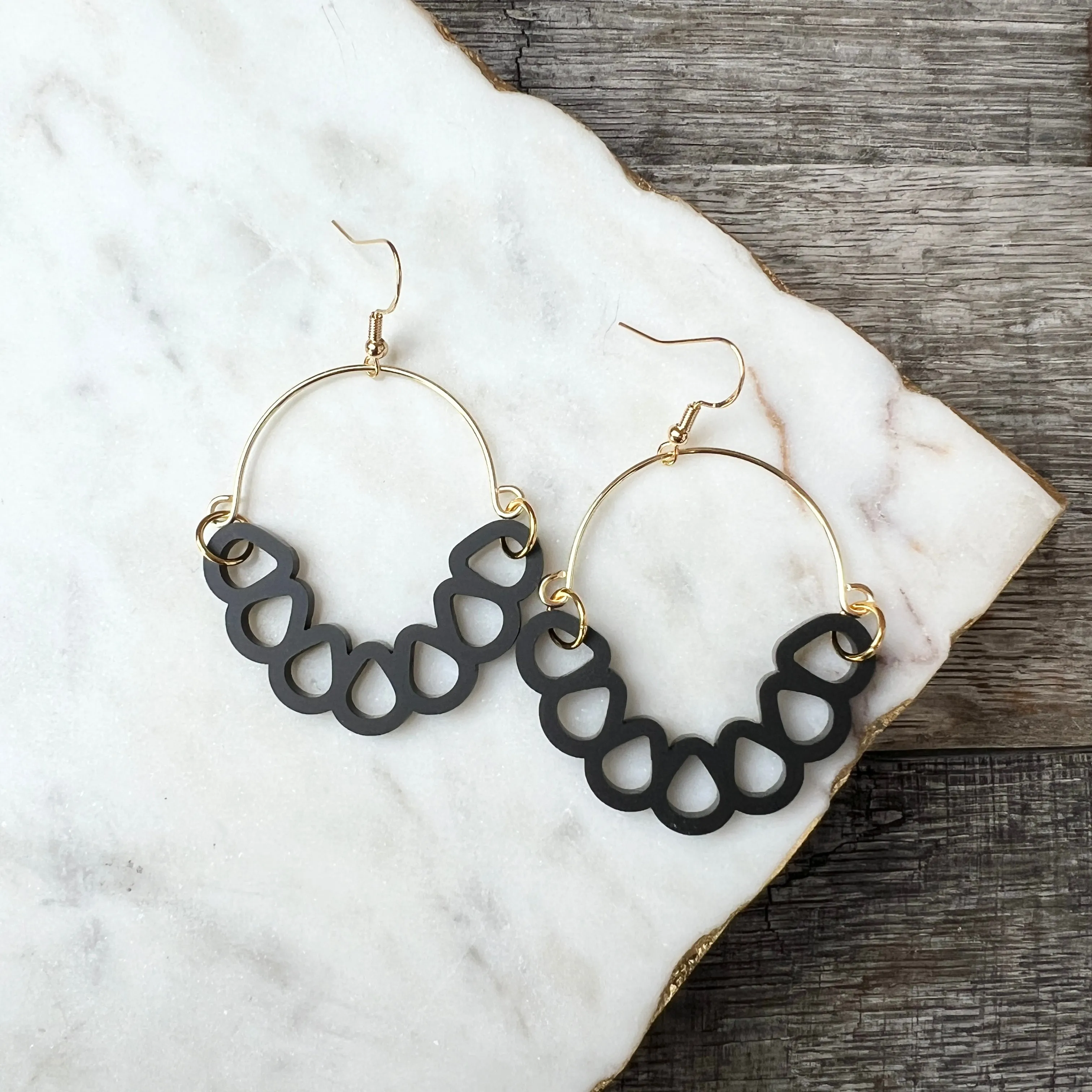 Teardrop Hoops - Matte Black - Acrylic Earrings