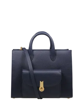 WOMAN AMATO DANIELE DARK BLUE CALF LEATHER QUEEN TOTE BAG