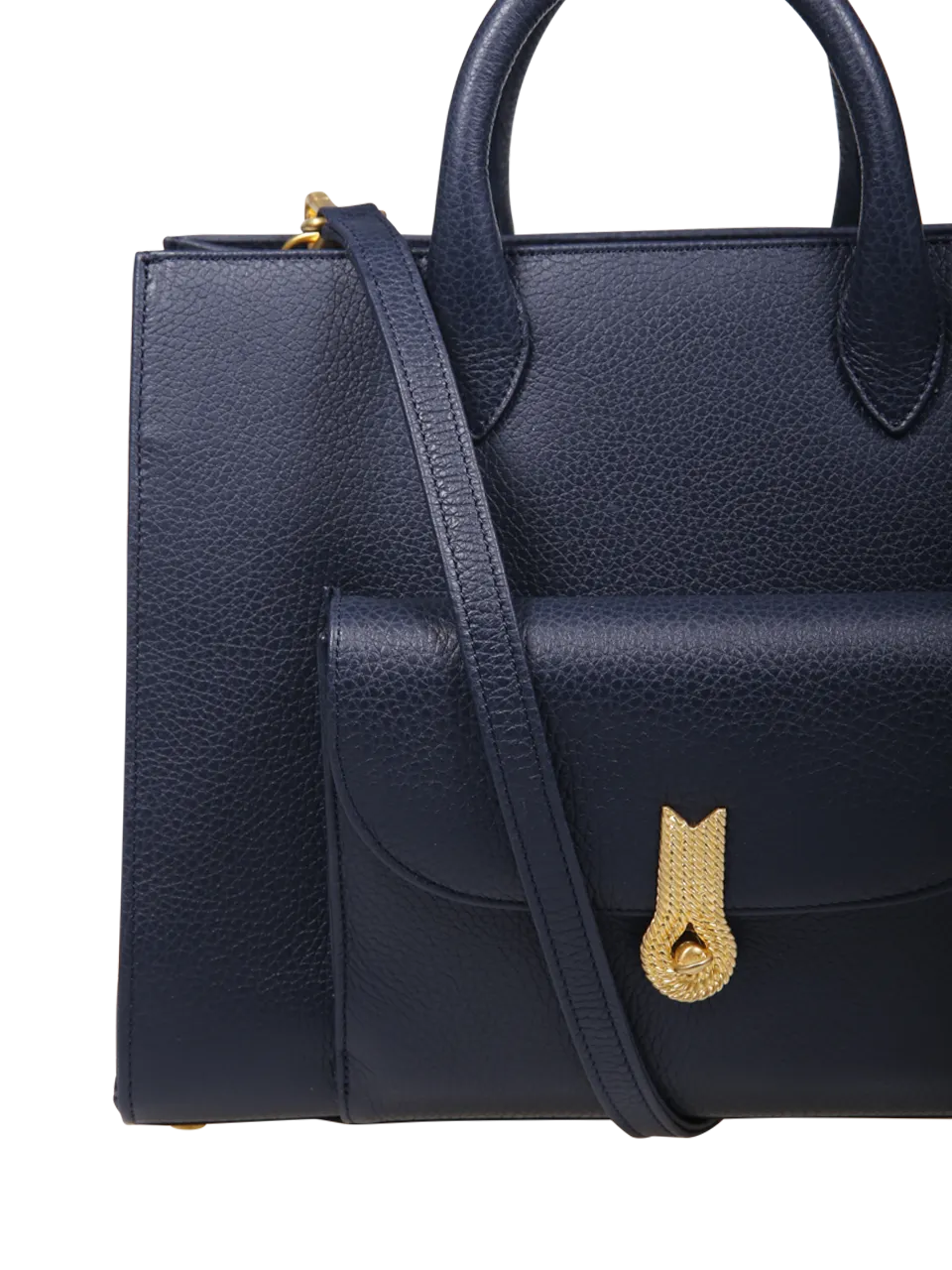 WOMAN AMATO DANIELE DARK BLUE CALF LEATHER QUEEN TOTE BAG