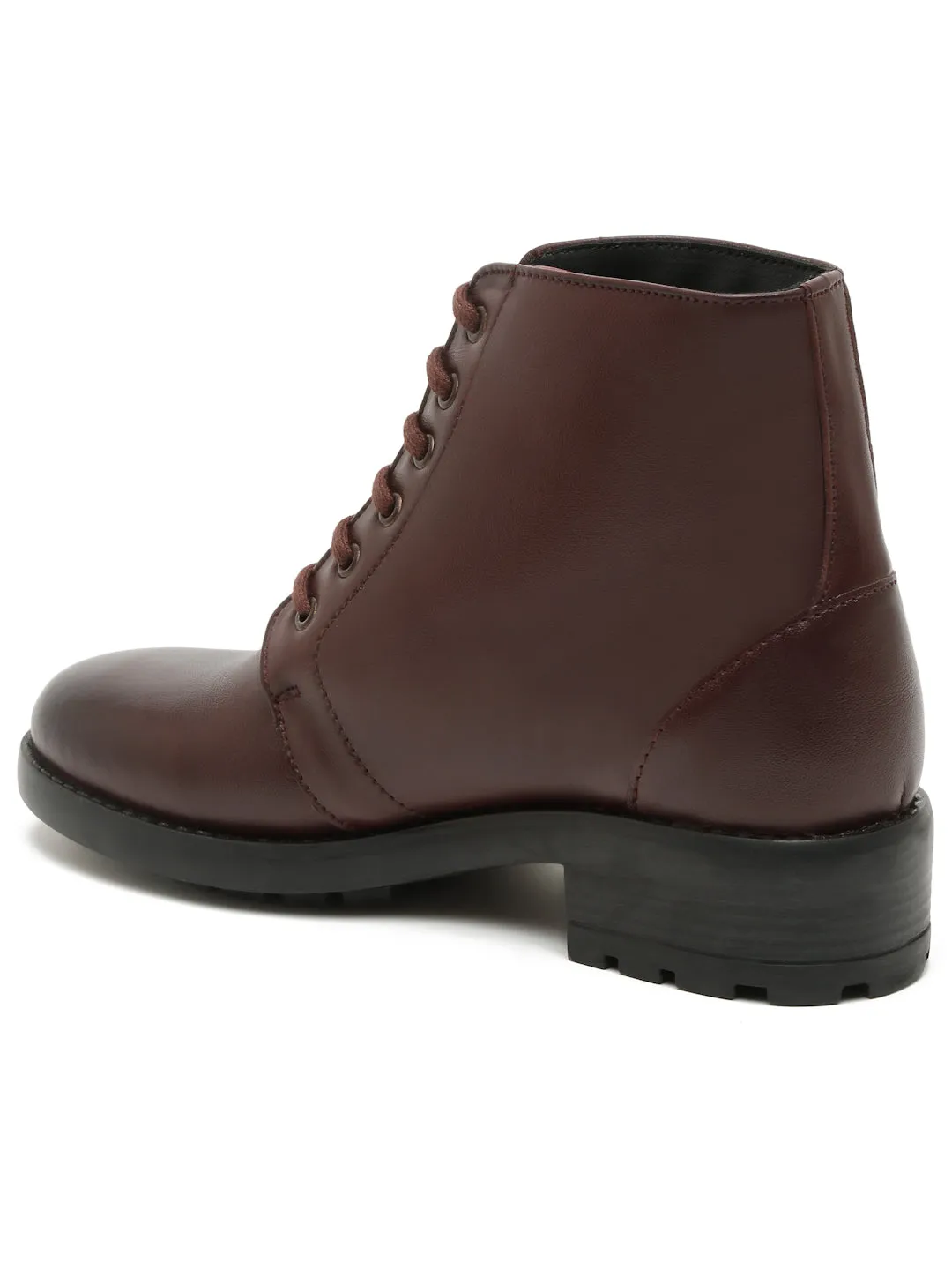 Women Brown Solid Genuine Leather Mid-Top Chalsea Boots