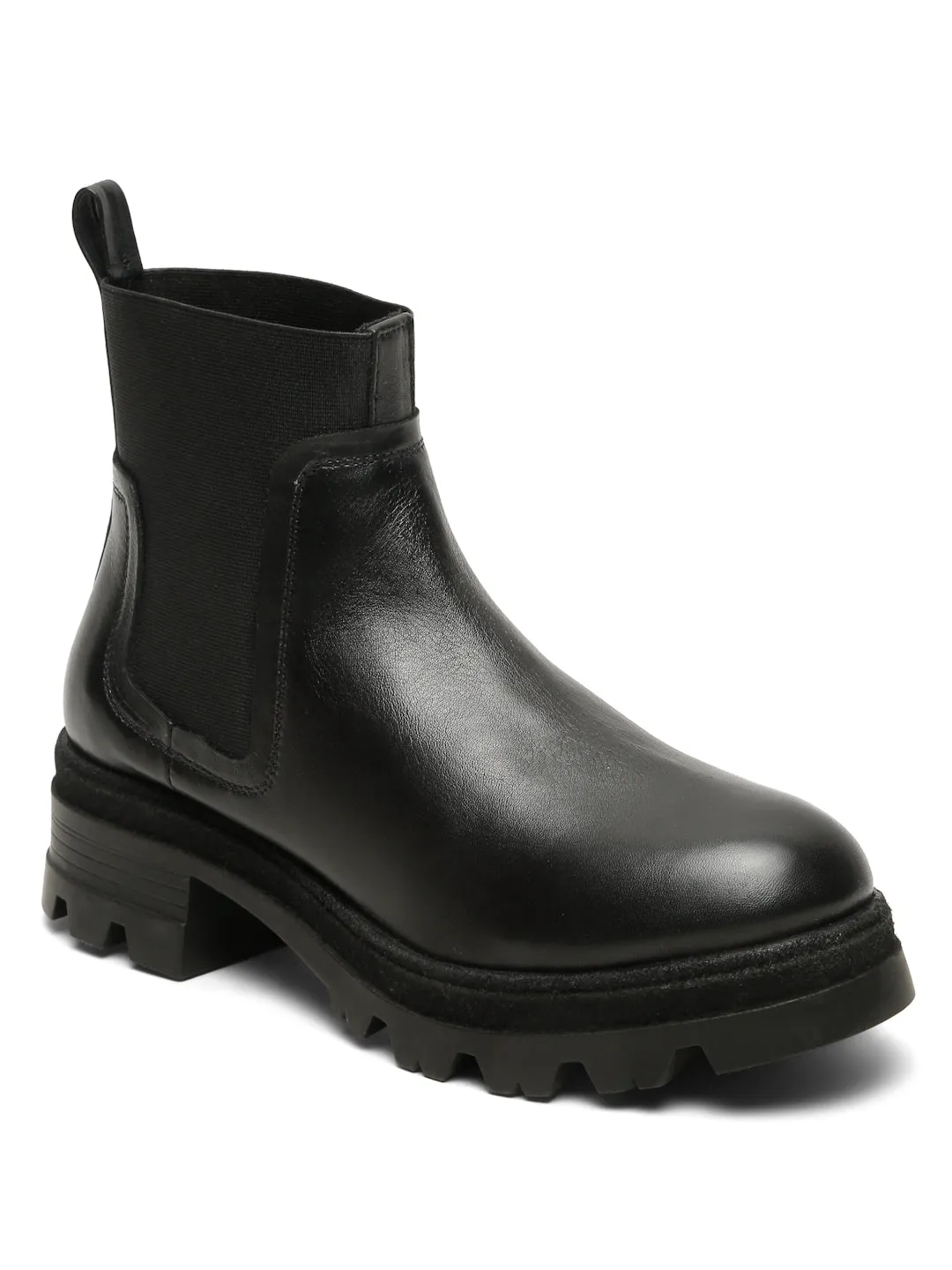 Women's Black Solid Leather chelsea Boots